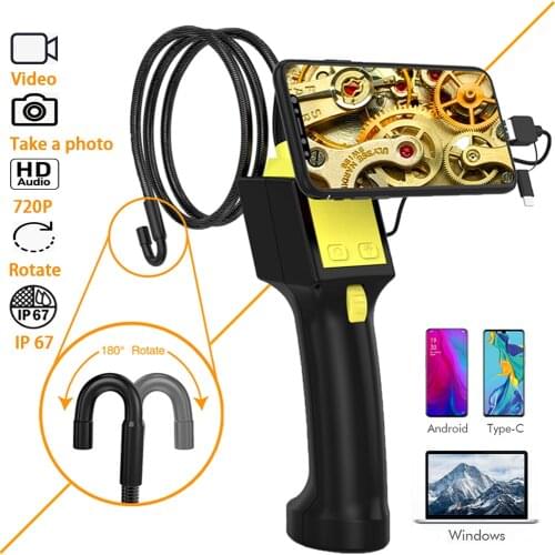 360 Degree Rotation Endoscope Camera Flexible 360° steering Camera 8mm Engine Drain Pipe Inspeccion Camera