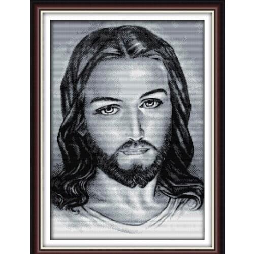 Jesus black and white cross stitch kit people 18ct 14ct 11ct count print canvas stitches embroidery DIY handmade needlework