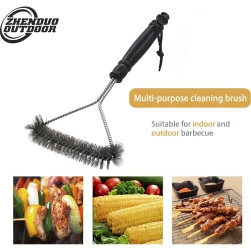 OUtdoor BBQ Tools Barbecue Grill Brush Clean Stainless Steel Non-stick Cleaning Brushes With Handle 12 inch