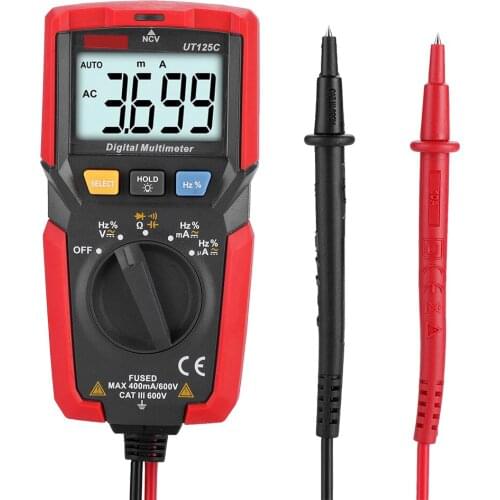 ANENG UT125C Mini Pocket Digital Multimeter Temperature Tester Resistor Capacitor Frequency Diode NCV Test Low Voltage Display