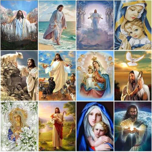 FIYO Diamond Painting Jesus Full Square Round Diamond Embroidery Religious Figures Picture Of Rhinestone 5D DIY Mosaic Home Deco
