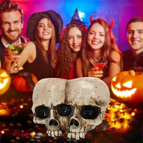 Resin Skull Shaped Flower Pot Figurine Planter Skeleton Plant Container