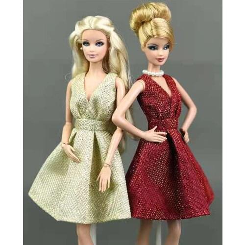 Classic Sleeveless 1/6 BJD Doll Dress for Barbie Clothes V Neck Princess Outfits Party Gown Vestidos 30cm Dolls Accessories Toys