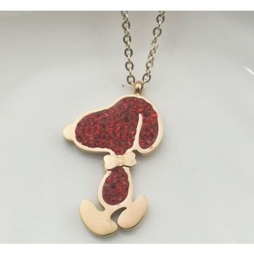 Red dog european and american classic women luxe leopard head necklace steel