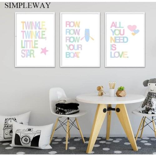 Colorful Nursery Quotes Child Poster Minimalist Wall Art Canvas Print Simple Painting Nordic Kid Baby Bedroom Decoration Picture