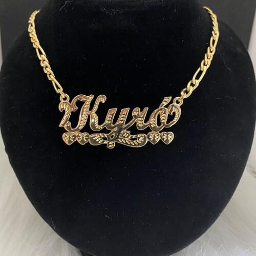 Custom Name Pendant Stainless steel Necklace Customized Nameplated Necklace Custom 3D Double Necklace For Women Men Jewelry