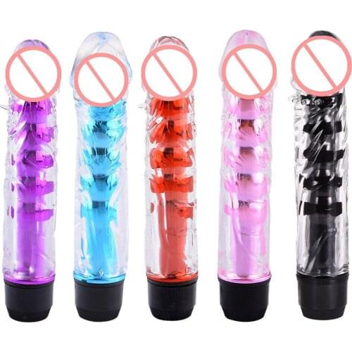 Multispeed Jelly Vibrating Dildo Female Massager Portable Vibrator Wand Waterproof Adult Toys For Women