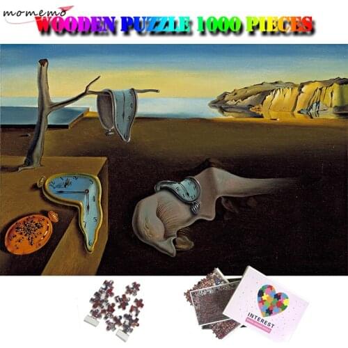 MOMEMO The Persistence of Memory Wooden Puzzle 1000 Pieces Surrealism Oil Painting Jigsaw Puzzles for Adults Kids Children Toys