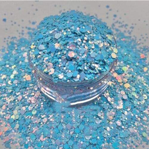 SKYE || Soft Sky Blue Iridescent Nail ARt Glitter 50G Opal Holographic Glitter 12 Colors Color Shift Chunky Mix Glitter,HHGtgr5