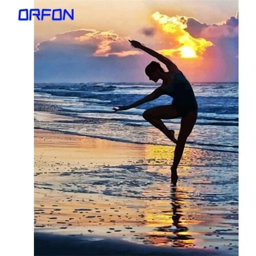 Orfon Frameless seaside Ballet Dancer DIY Painting By Numbers Modern Wall Art Picture Acrylic Paint By Numbers For Home Decor