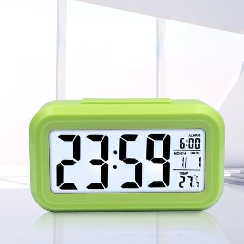 1PC Desktop Table Electric Clock LED Digital Backlight Snooze Desk Alarm Clock Data Time Calendar Temperature Travel Decor Clock