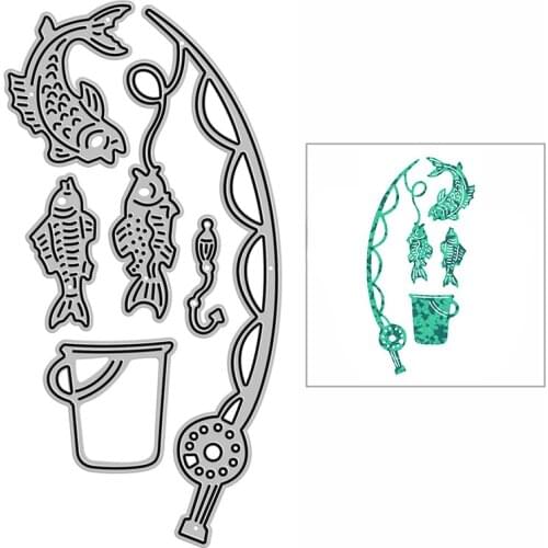 New Fishing Rod Bucket Craft Embossing Mold 2021 Metal Cutting Dies for DIY Decorative Scrapbooking Album Card Making No Stamps