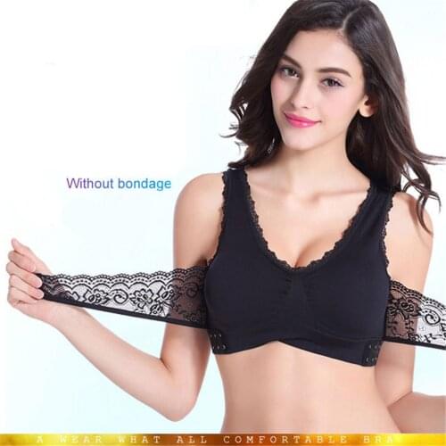 New UUnderwear female lace sexy shock-proof front buckle gather adjustment sleep bra without steel ring thin underwear women
