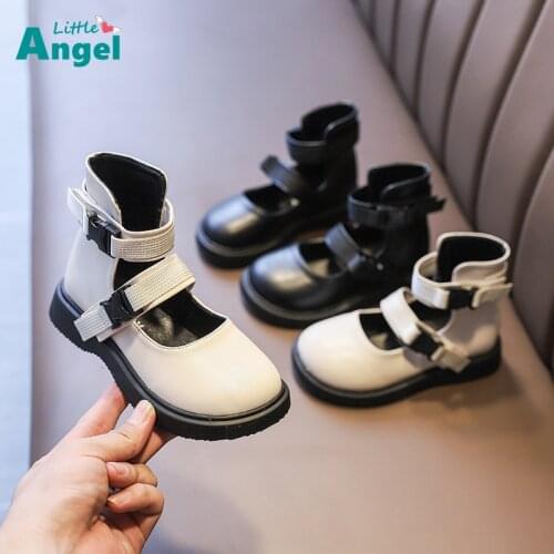 2021 autumn new leather shoes girls' Korean version of Chinese top Martin boots student casual shoes kids fashion