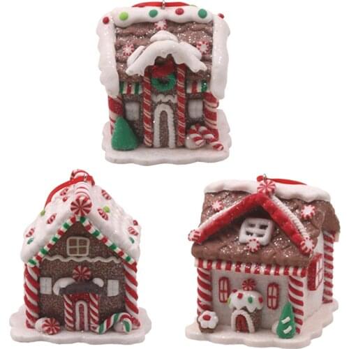 Christmas Hanging Decorations Small House Decoration Gift Pendants With Green Wreath In The Middle Festival Supplies Bread