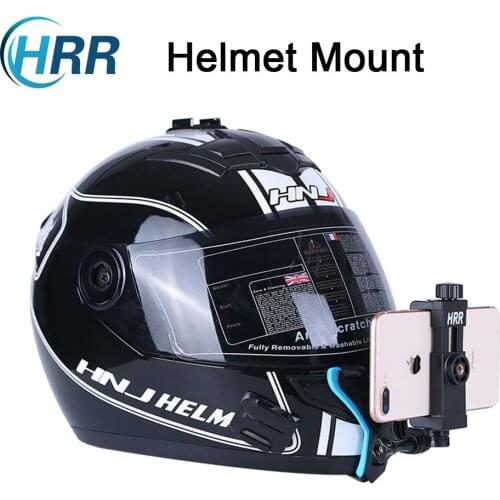 Motorcycle Helmet Chin Strap Mount with Phone Clip for iPhone Samsung LG Pixel Huawei Xiaomi and GoPro DJI Action Camera