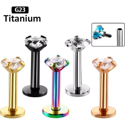 1PCS G23 Titanium 16G1.2MM Zircon lip nail ear nail series серьги body Piercing jewelry