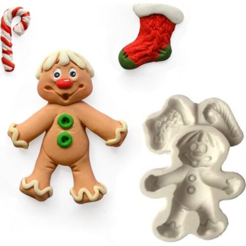 Gingerbread Man Silicone Mold for Fondant Cake Decor, Cupcakes, Sugarcraft, Cookies, Candies, Cards and Clay Bakeware Tools