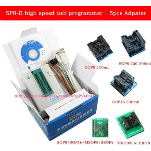 SOFI SP8-B high speed usb programmer+5cs adapter (93/24/25/BR90/ flash eeprom), over 5000 chips have also SP8-A SP8-F SP16-B