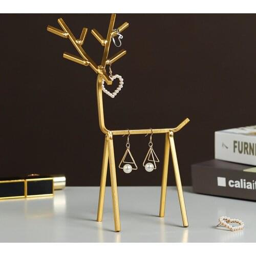 Jewelry Rack Deer Shaped Metal Display Shelf Decorative Artware Desktop Decor for Living Room Bedroom