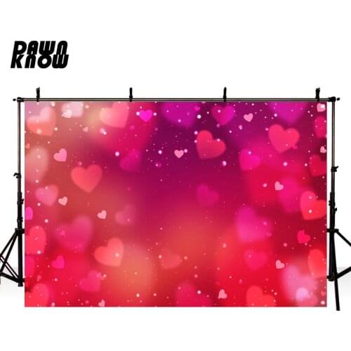 DAWNKNOW Red Heart Sparkle Photography Background Wedding Photocall Shimmer Photographic Backdrop Photo Studio Children lv2616