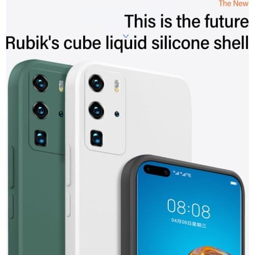Ultra-thin Liquid Silicone All-inclusive Camera Phone Case For Huawei P40 P30 P20 Pro Mate 30 20 Cute Straight Square Cover