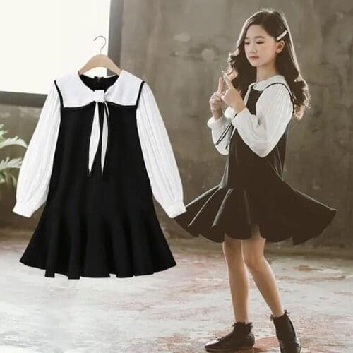 Spring Girls Dress Autumn Girls Clothes Party Dresses for Girls Kids Princess Long Sleeve Ruffles Pleated Dress Children Clothes