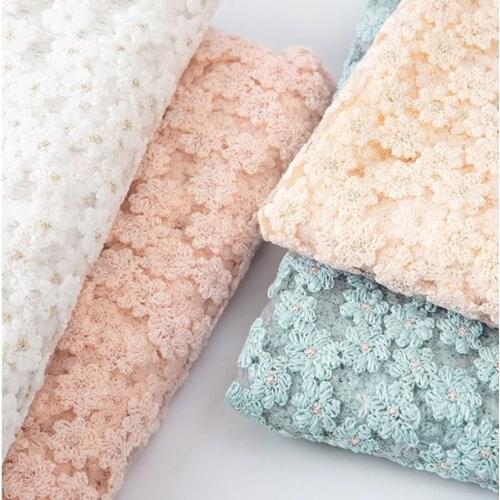 Water-soluble lace dress fabric high-grade embroidery openwork clothing sewing Pink blue white mesh brocade diy solid color
