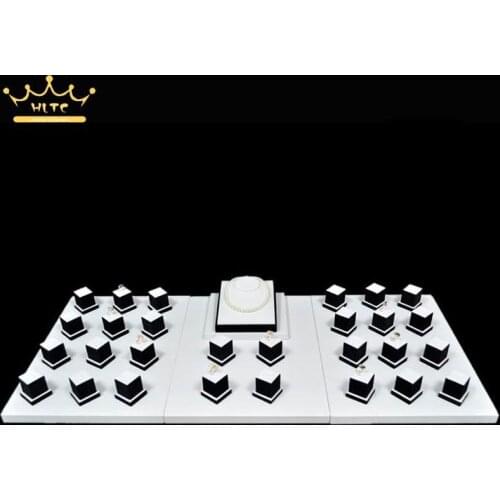 Jewelry Ring Display White PU Leather Necklace Pendant Stand Holder Jewellery 108*50*15cm Showcase Organizer Case