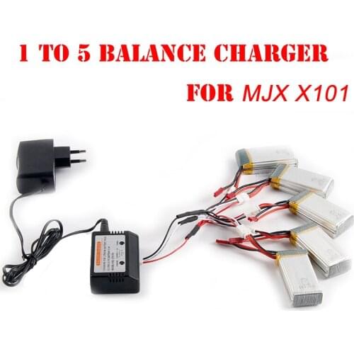 5pcs 1200mAh 7.4V Lipo Battery 1 to 5 Battery Balance Charger for MJX X101
