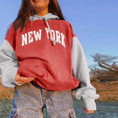 Women Oversized Letter Printed Hoodies Vintage Harajuku Korean Style Loose Sweatshirt Casual Hip Hop Pullover All-match Tops