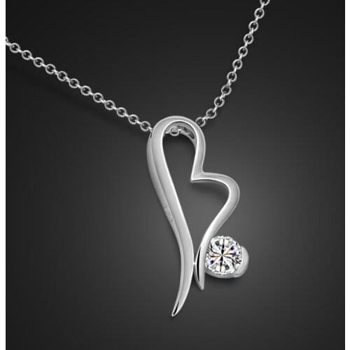 Fashion Elegant Female Heart-Shaped Pendant Necklace Woman 100% 925 Sterling Silver Choker Luxury Zircon Solid Silver jewelry