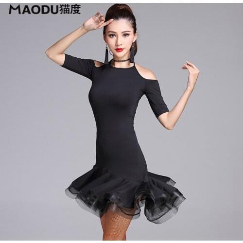 Women Latin Dance Dress Short Sleeve Dancing Costums Lady Stage Performance Competition Salsa Dress B-6950