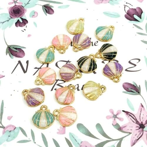 10pcs Colorful Shell Charms European Sea Enamel Charms fit for Bracelets Necklace DIY Metal Jewelry Making Accessory