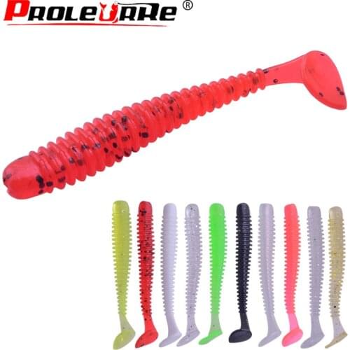 10Pcs/lot 70mm 2g T tail Soft Bait Wobber Jigging Silicone Worm Baits Leurre souple Shad Iscas bass soft fish soft baits PR-517