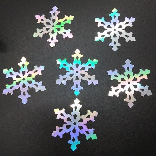 110pcs 52mm Silver Hologram Flat Large Snowflake Sequins For Crafts Sewing Accessories With 1 Middle Hole