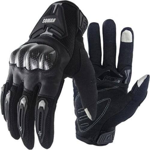 2Pcs/Pair MG19-B Motorcycle Gloves Comfortable Screen Touch Available Easy to Wear Faux Leather Full Cycling Gloves for Sports