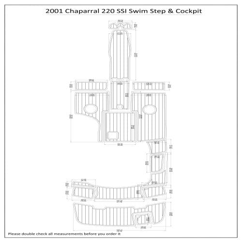 2003 - 2007 Chaparral 220 Swim Step & Cockpit Pad Boat EVA Teak Decking 1/4" 6mm