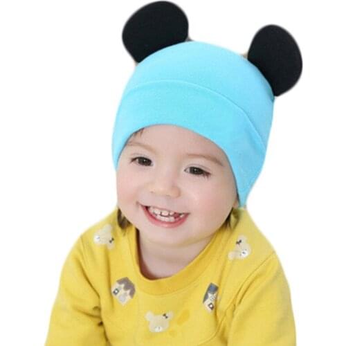 2020 Cute Bear Ear Hats for Boys Girls Cotton Solid Caps Soft Winter Warm Hat Cute Ears Spring Autumn Baby Kids Beanies Caps
