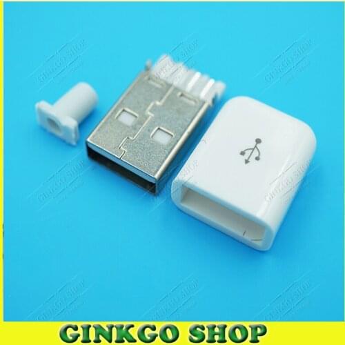 25sets/lot 3 in 1 DIY weldable 2.0 Male USB plug White color USB Male Plug