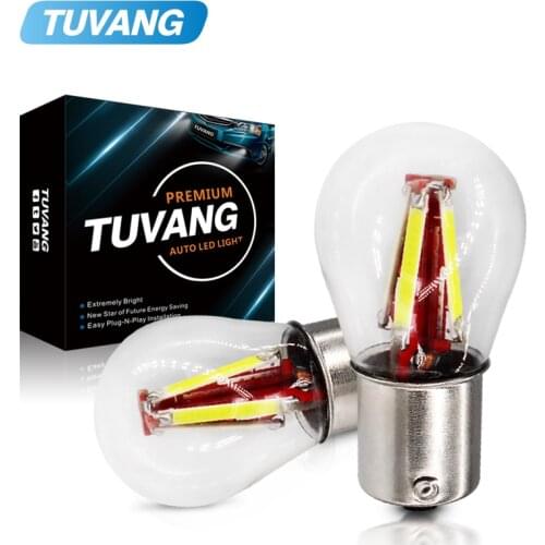 2x 1156 BAU15S PY21W S25 Warm White Turn Signal Light Cob LED Parking Lamp Brake Lights Reverse Lamp DRL Car Tail Bulb