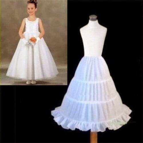 3 Hoops White A-Line Flower Girl Dress Petticoat Top Quality Child Underskirt For Flower Girl Dresses Length