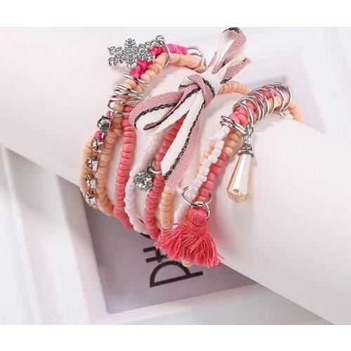 3pcs/set Handcraft Boutique Fashion Multilayer Crystal Stone Beads Strand Bracelets Bangles Pulseras Boho Mujer