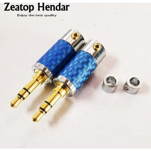 4Pcs Real Rhodium Plated 3.5mm Audio Jack 3Pole Stereo Male Plug for Repair Headphone 3.5 AUX Solder DIY Carbon Fiber Connector