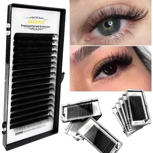 Abonnie 0.10mm D Curl 8-15mm Mix Eyelashes Extention Single Lashes Cashmere Classic Faux Mink Lashes Tray