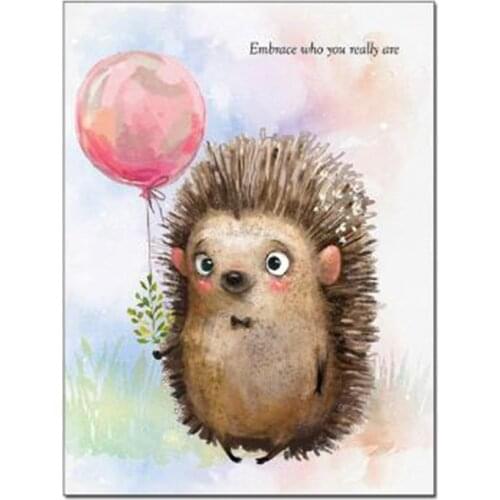Diamond Embroidery Hedgehog with balloon Cross Stitch Diamond Painting Kits Mosaic Animals Sale Rhinestones Art Gift WG2013