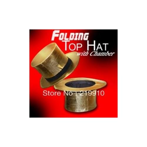 Free Shipping Golden Folding Top Hat --Magic Trick, Fun Magic, Party Magic