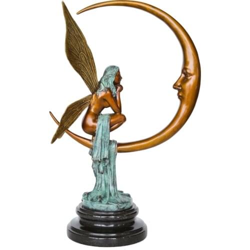 Bronze Statue Nude Fairy Sculpture Art Marble Base Modern Wonderful Home Decoration Gifts