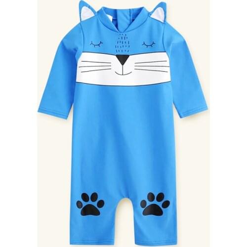 Girls' One Piece Swimsuit Boys' swimsuit sunscreen long sleeve childrens warm swimsuit for children aged 1-3