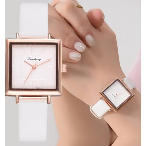 Top Brand Womens Watches Fashion Leather Square Wrist Watch Women Watches Ladies Watch Clock zegarek damski Relojes Mujer 2020